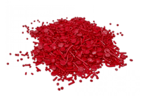 Cukrová posýpka konfetová: Červené perleťové konfety